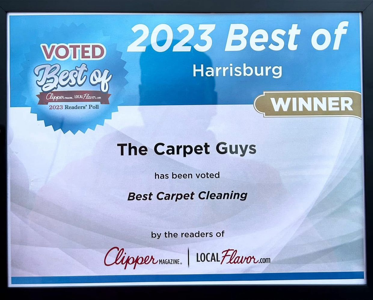 2023 Best of Harrisburg Winner Award for Best Carpet Cleaning